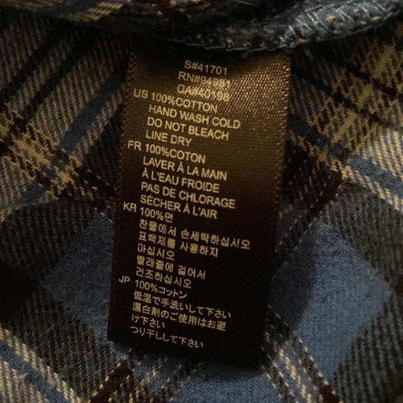 Twenty one button down flannel. Size L. Blue plaid. Nice colors, cozy and cute! - Picture 6 of 6